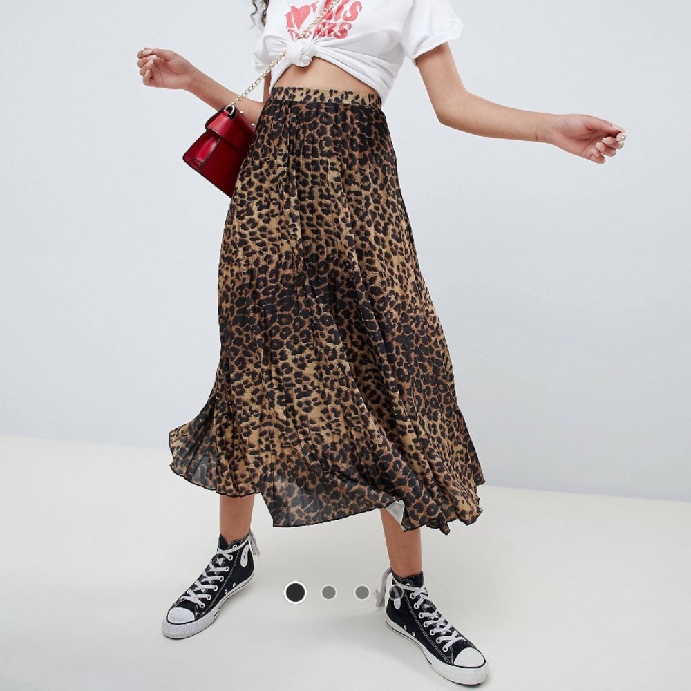 NWT ASOS Design pleated midi skirt in leopard